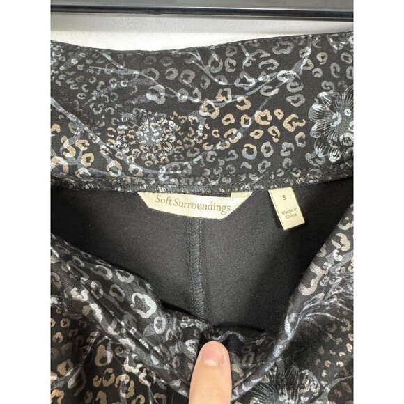 Soft Surroundings Mixte Pants Womens Small Black Metallic Leopard Ankle 2DE36 - Picture 4 of 9